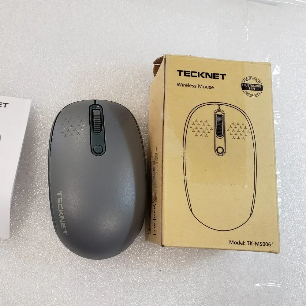 TECKNET Wireless Mouse for Laptop, 2.4GHz USB Mini Cordless Small Gray TK-MS006